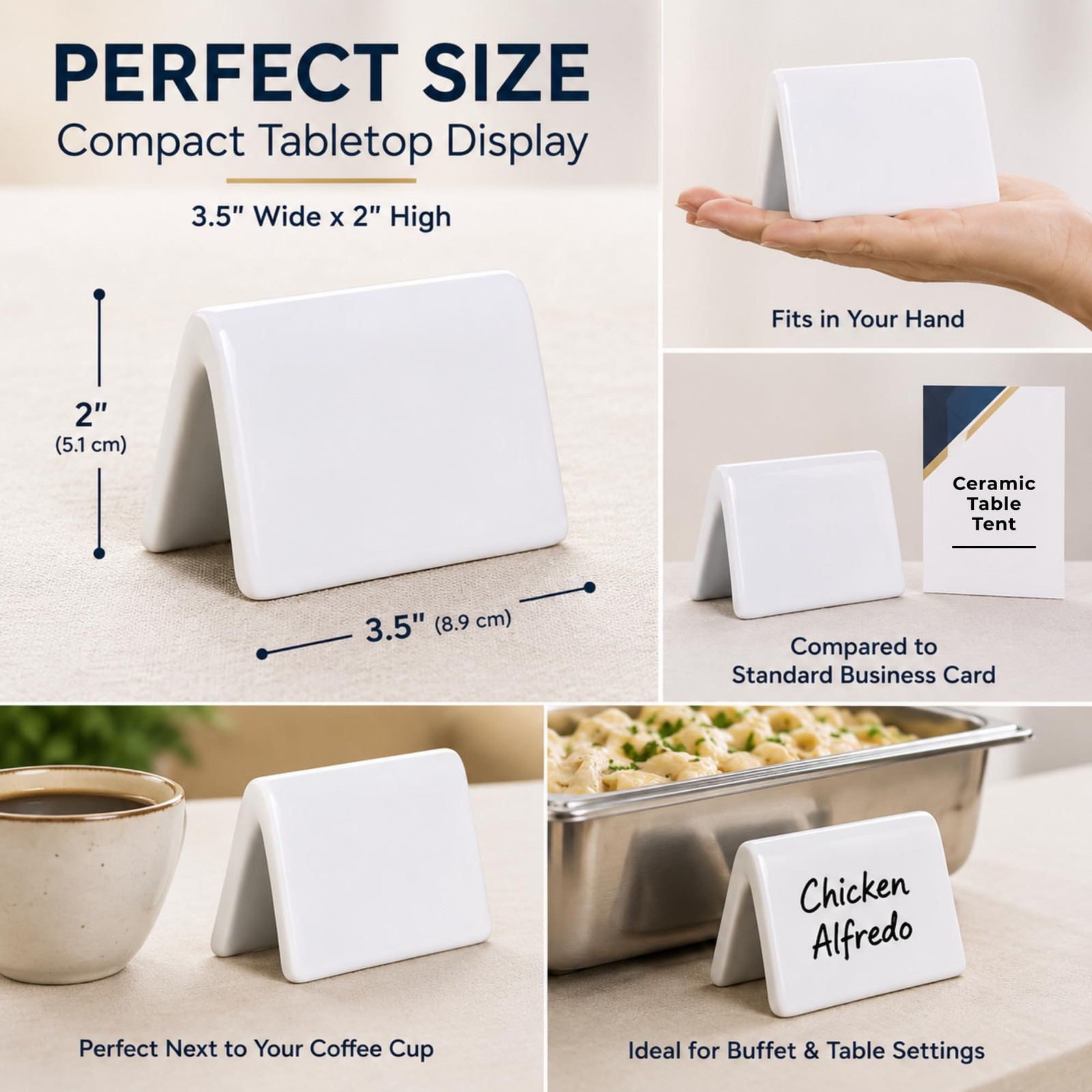 Double Sided Ceramic Dry Erase Table Tent Sign White – 3-1/2″x2″ – Reusable T…
