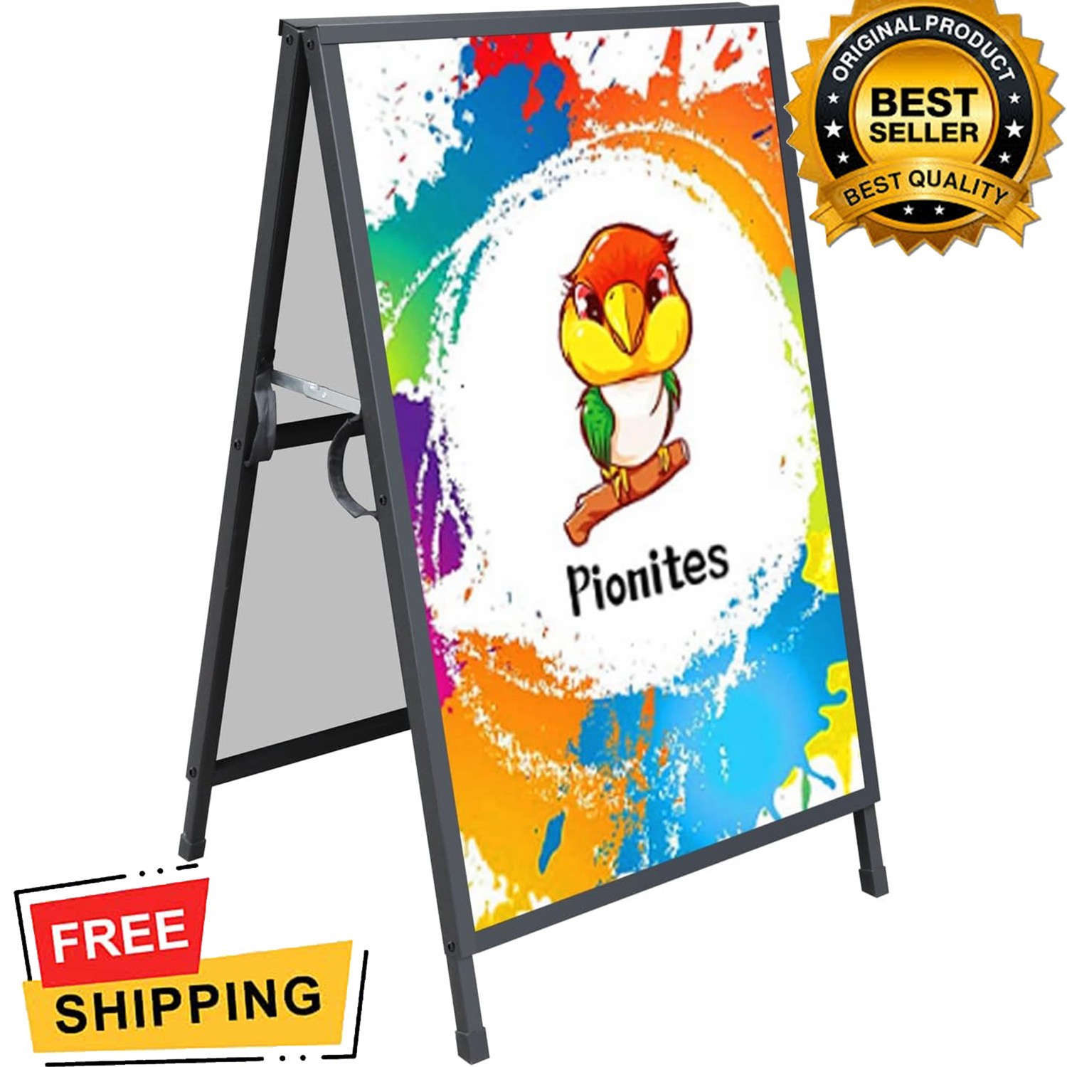 Heavy Duty Folding A-Frame Sidewalk Sign 24×36 Steel Double-Sided Frame Only