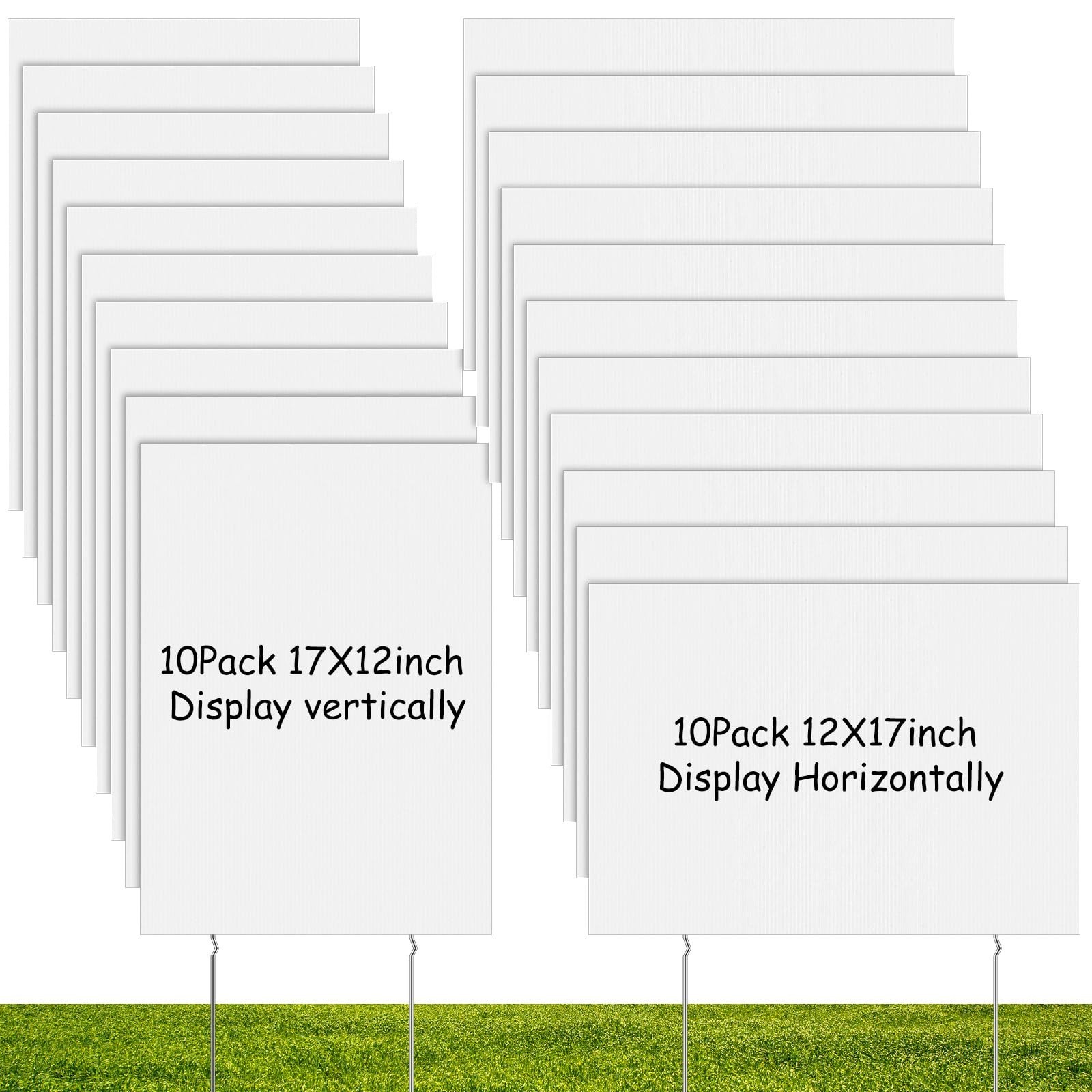 20 Pack Blank Yard Signs 17×12 Inch Double-Sided Plastic with Stakes for Events