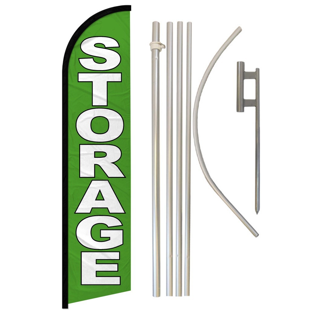Storage Windless Banner Swooper Advertising Flag Pole Kit Storage Space Green