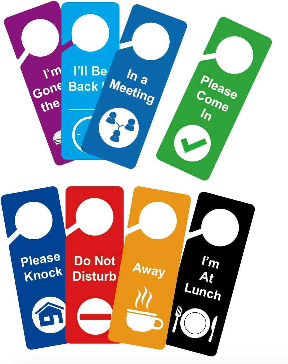 8 PCS 3.5X9.5” Door Hanger Tags Sign Office Work in a Meeting Do Not Disturb Aw