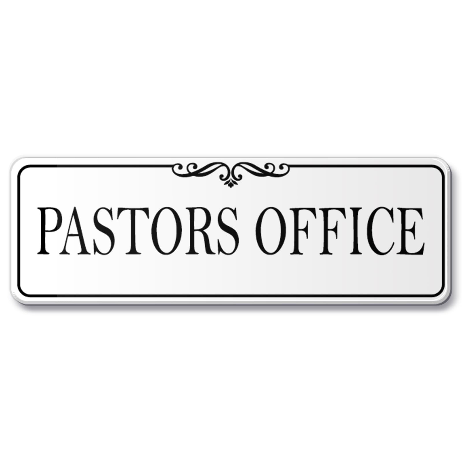 9×3 Inch Pastors Office Sign Acrylic SelfStick Door Wall Plaque Elegant White