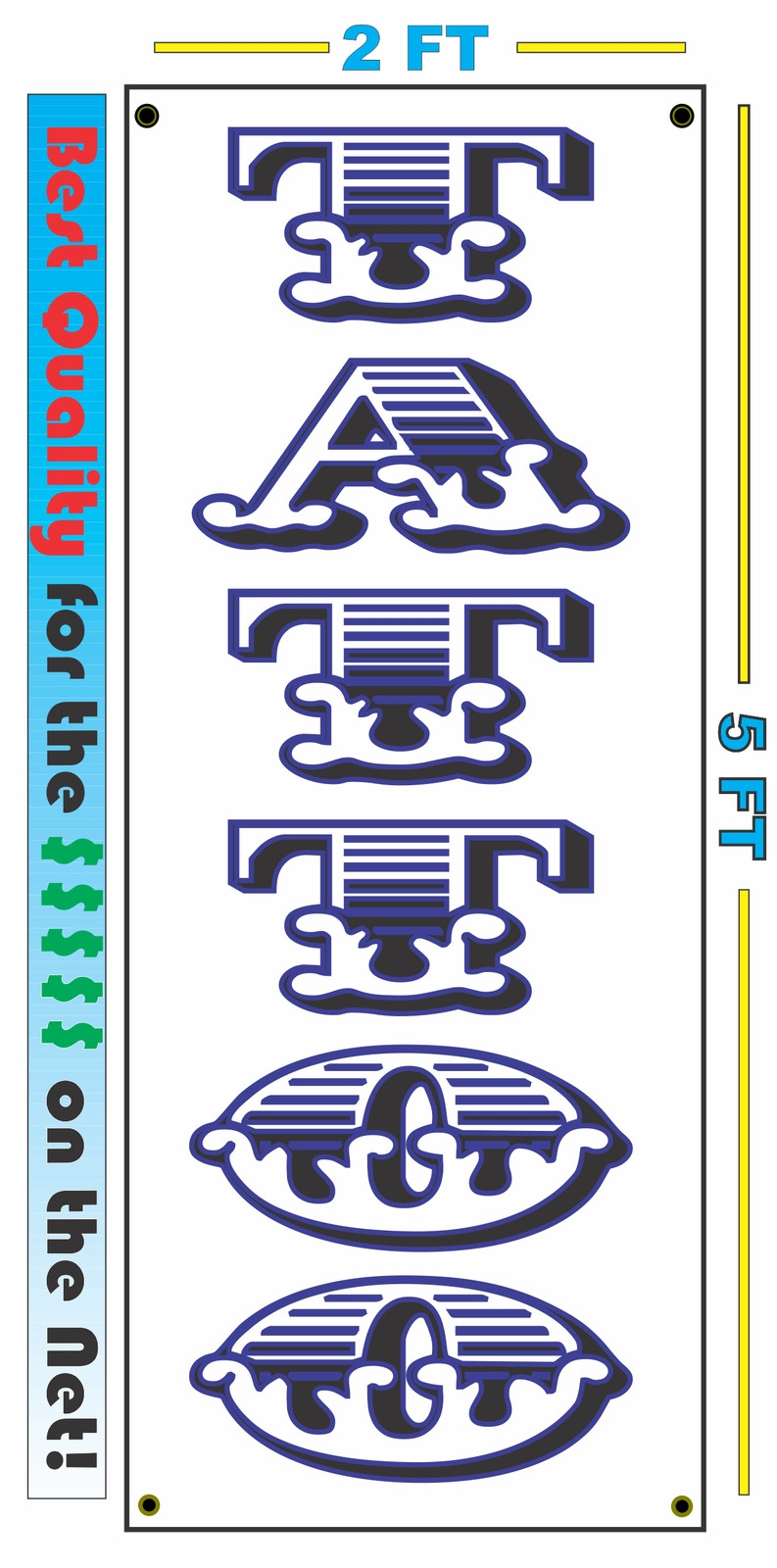 Blue TATTOO vertical All Weather Banner Sign 4 New Store & Piercing Studio