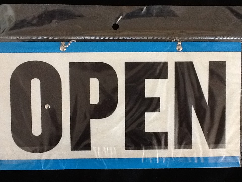 Open Closed Sign Chain 2 sided 11.5 x 6. Store Business Hours FREE SUCTION CUP
