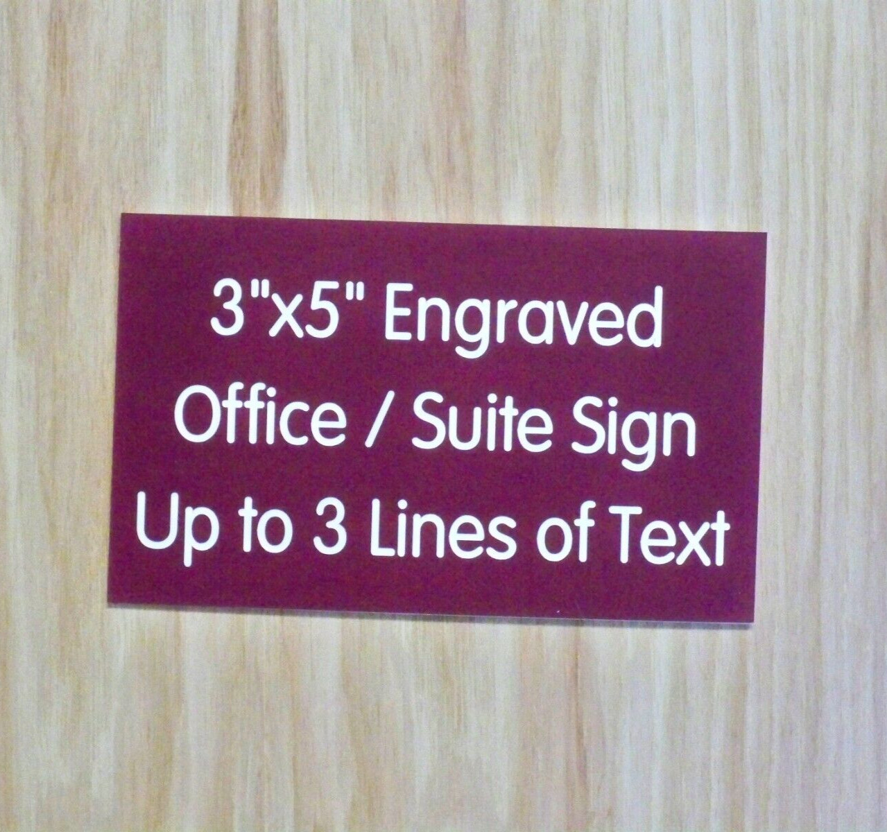 Custom Engraved 3×5 Burgundy Plaque Sign | Add Your Wording | Adhesive Backing