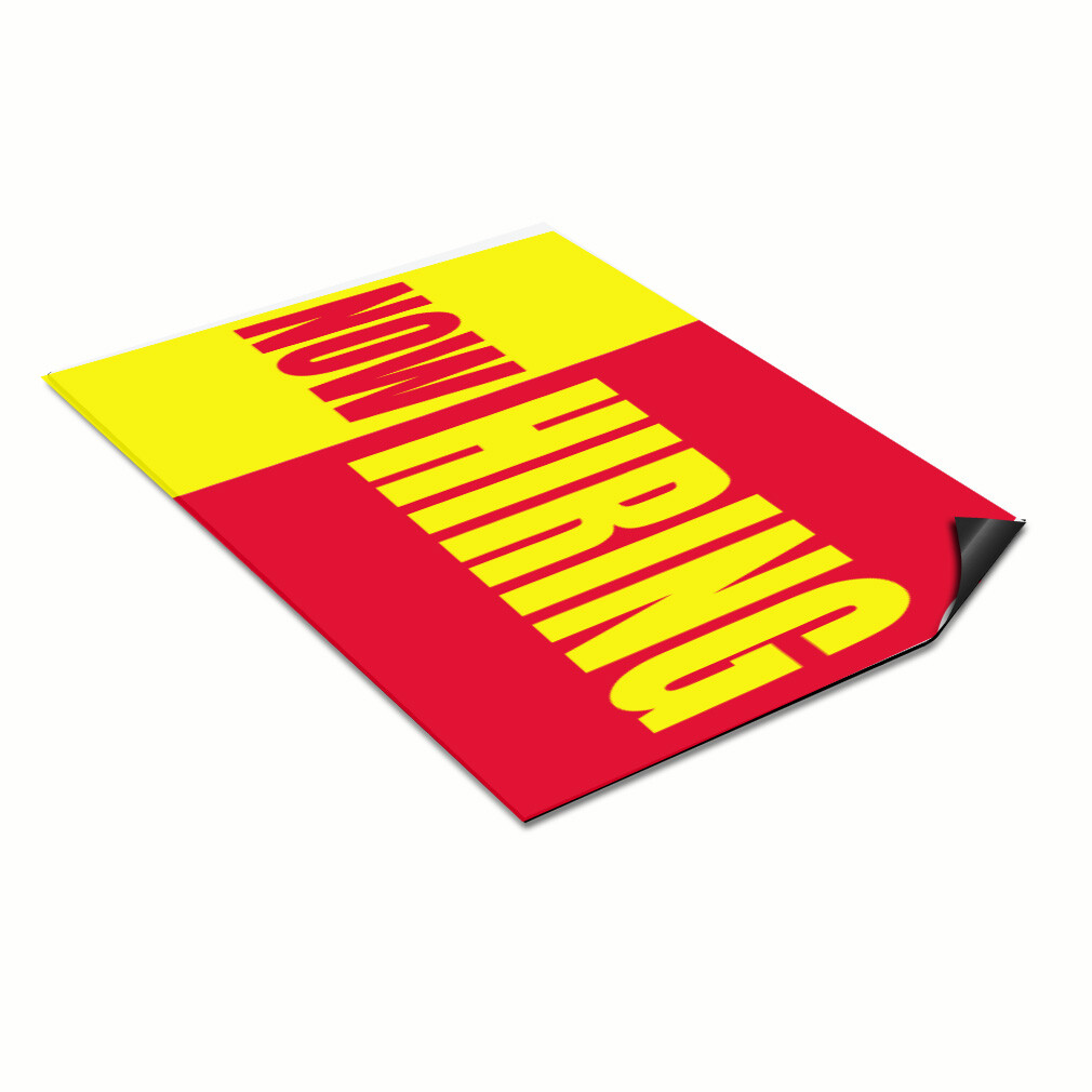 Car Magnet Set of 2 Now Hiring Yellow Red Promotion Business Industrial Sign