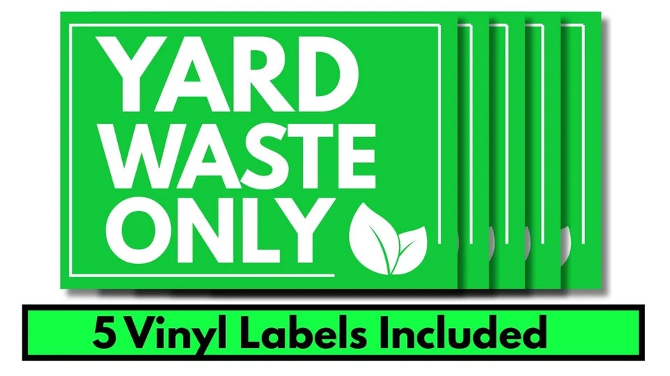 5 Pack Yard Waster Only Sticker Signs Self Adhesive Vinyl Yard Waste Decals