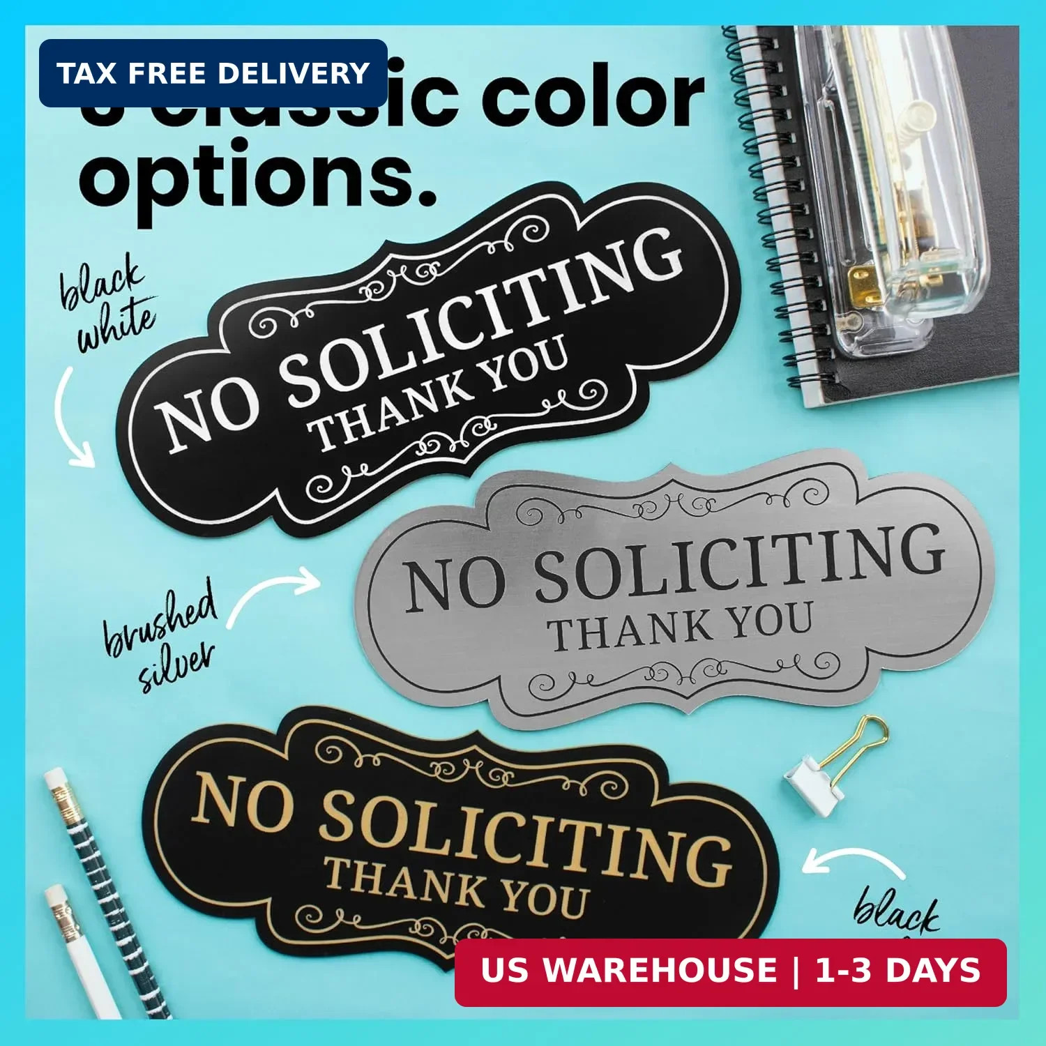 ExcelMark Premium No Soliciting Sign for House – Made in the USA (Small – 2″x 5″