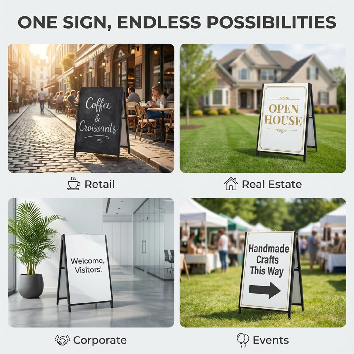 Heavy Duty a Frame Sign 24X36 Inch – Double Sided Slide-In Metal Sandwich Board