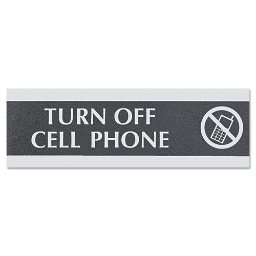 Headline Sign Century Series Office Sign,TURN OFF CELL PHONE, 9 x 3