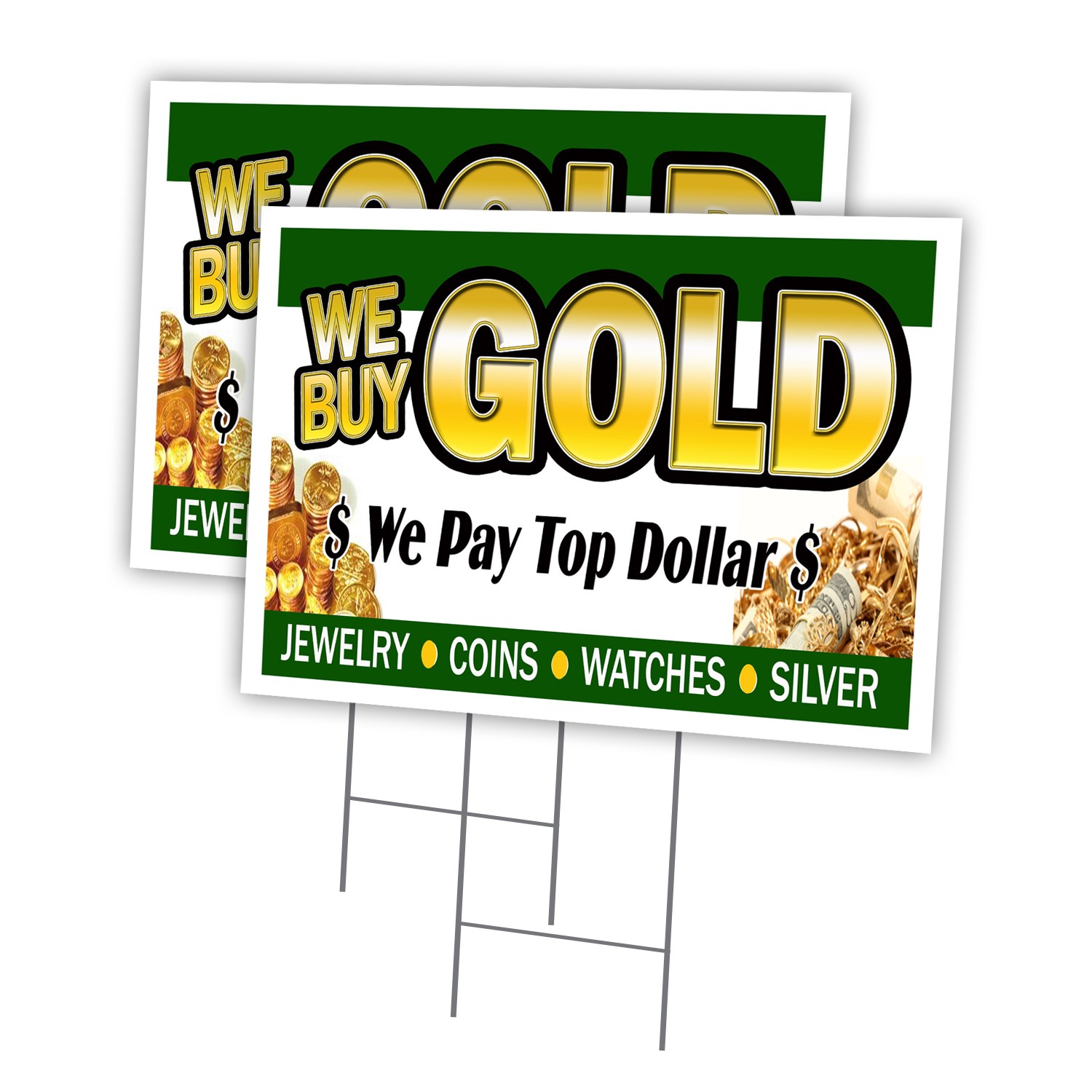 We Buy Gold1 Multi-Pack of Yard Signs & Stake outdoor plastic coroplast window