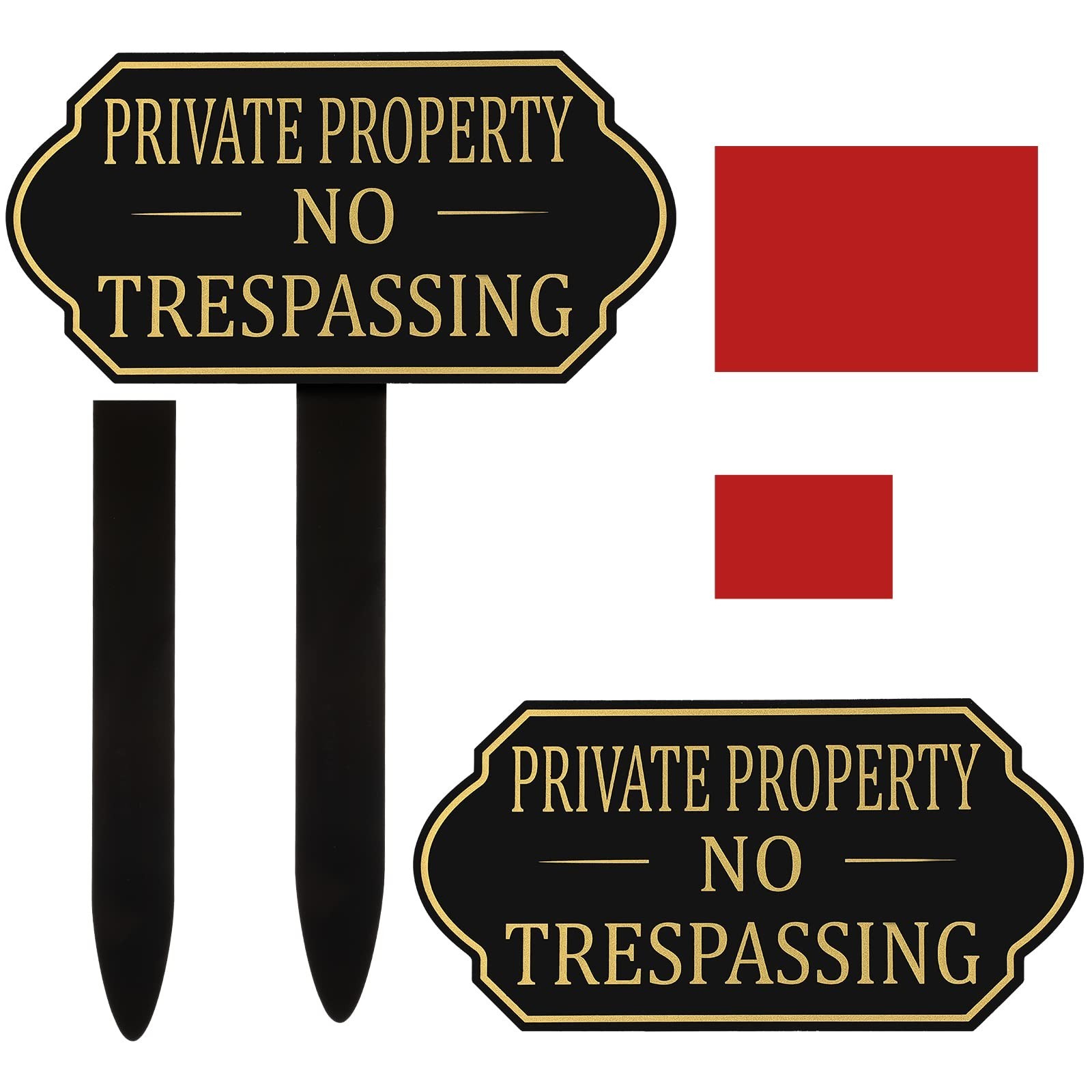 Private Property No Trespassing Sign 1 Set, Garden Stake Adhesive Warning Plaque