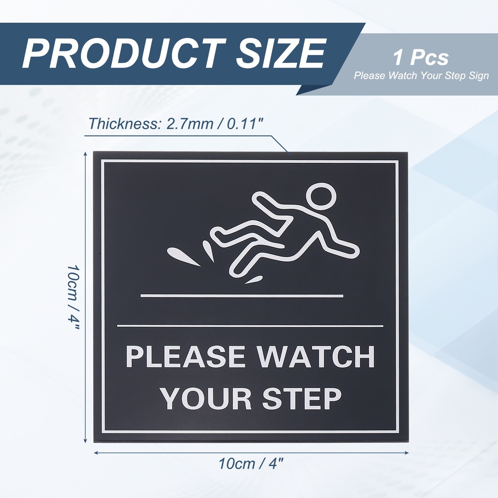 4″ x 4″ Please Watch Your Step Sign, 1 Pcs Warning Sign, Black with White Text