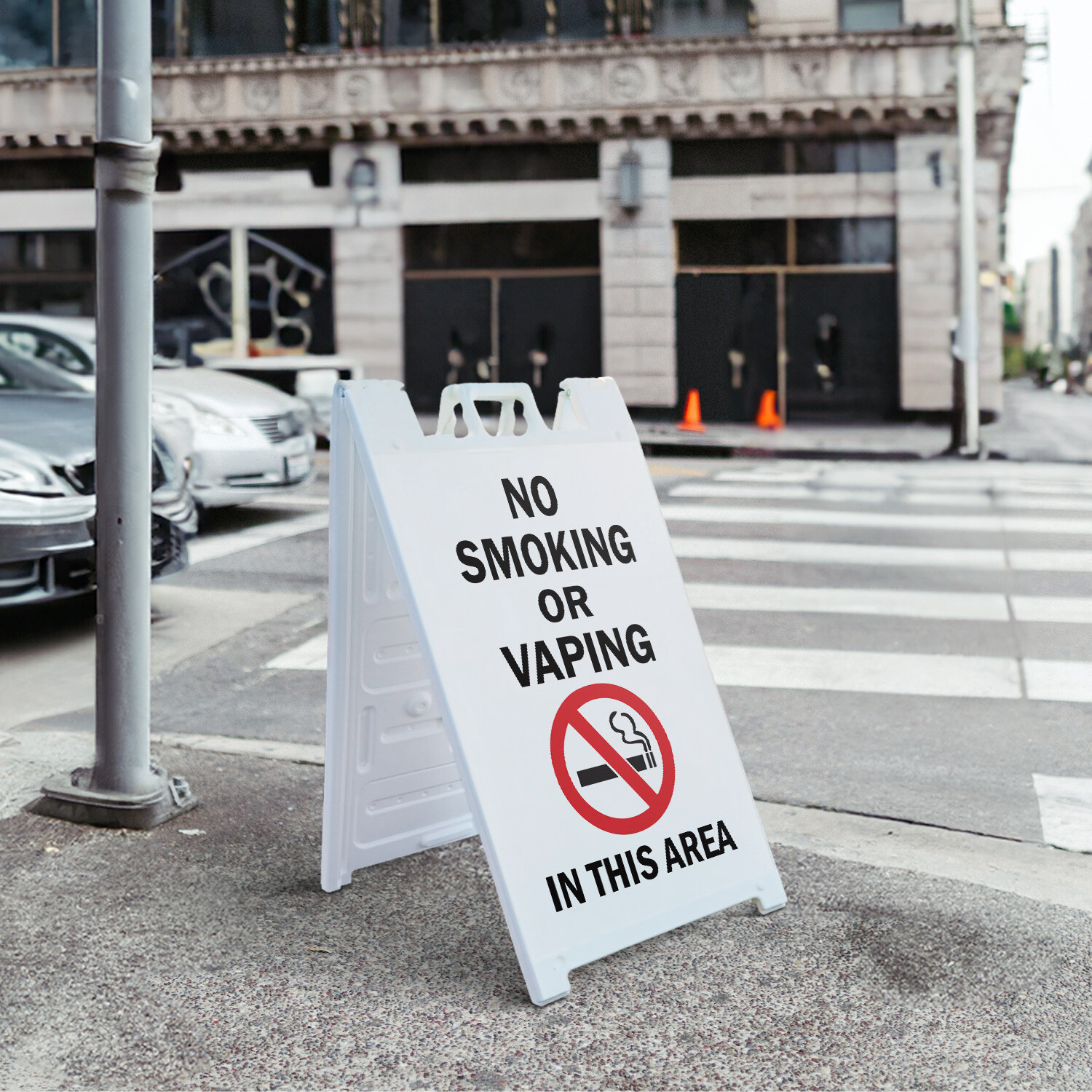 A-frame Sidewalk No Smoking Or Vaping In This Area 24″ x 36″ Double Sided A-Fram