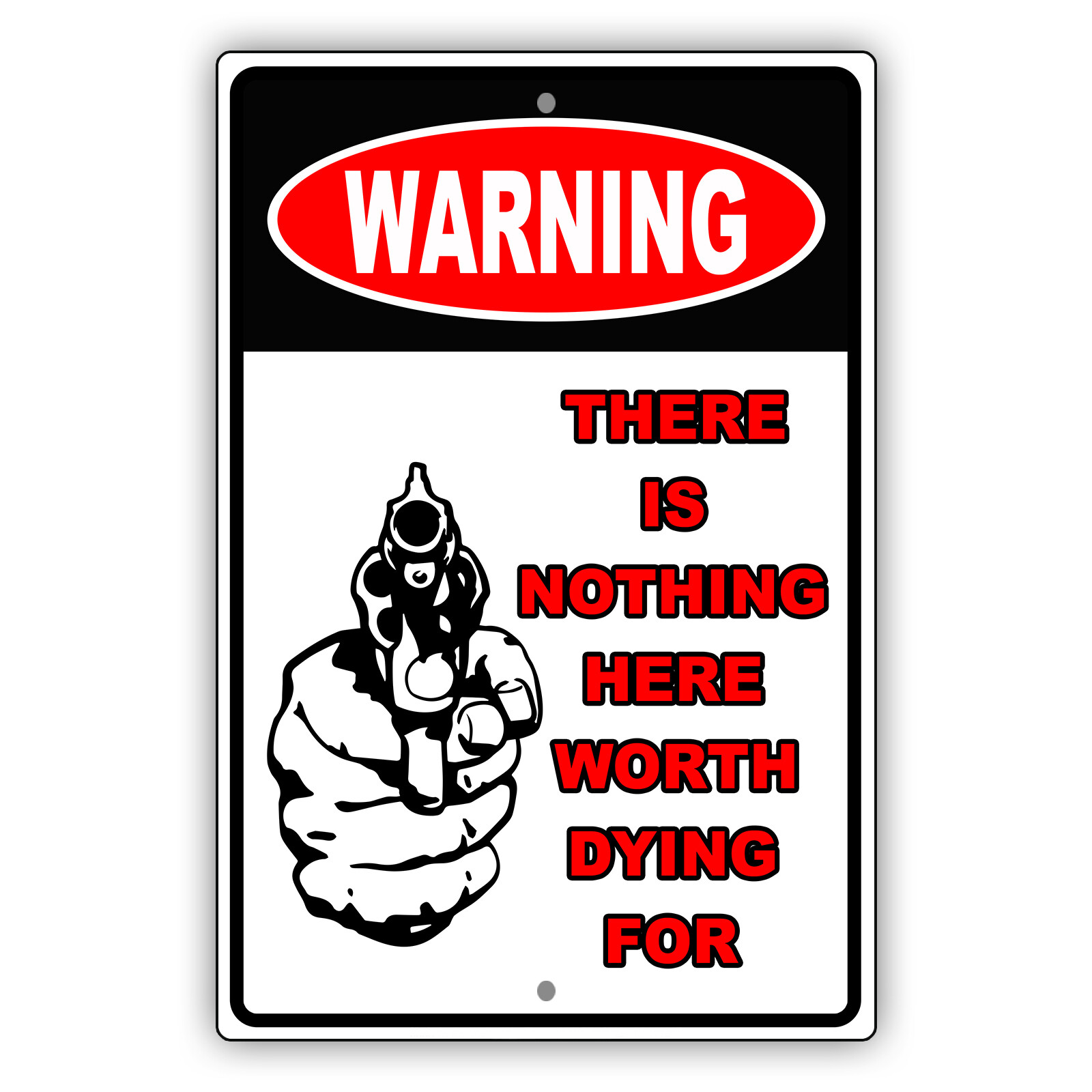 Warning There Is Nothing Here Worth Dying For Safety Novelty Aluminum Metal Sign