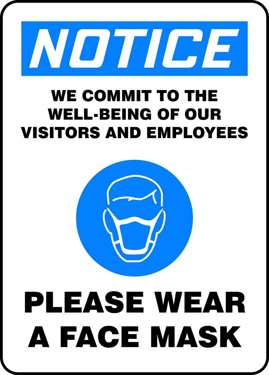 Sign, Adhesive Vinyl, 10″ x 7″ (NOTICE PLEASE WEAR A FACE MASK) (2 PACK)
