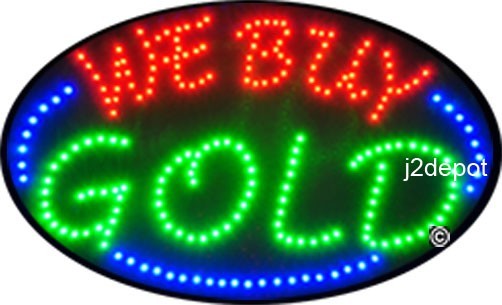 Free ship Animated We Buy Gold Led Sign neon lighted. Video inside. 21″x13-1/2″