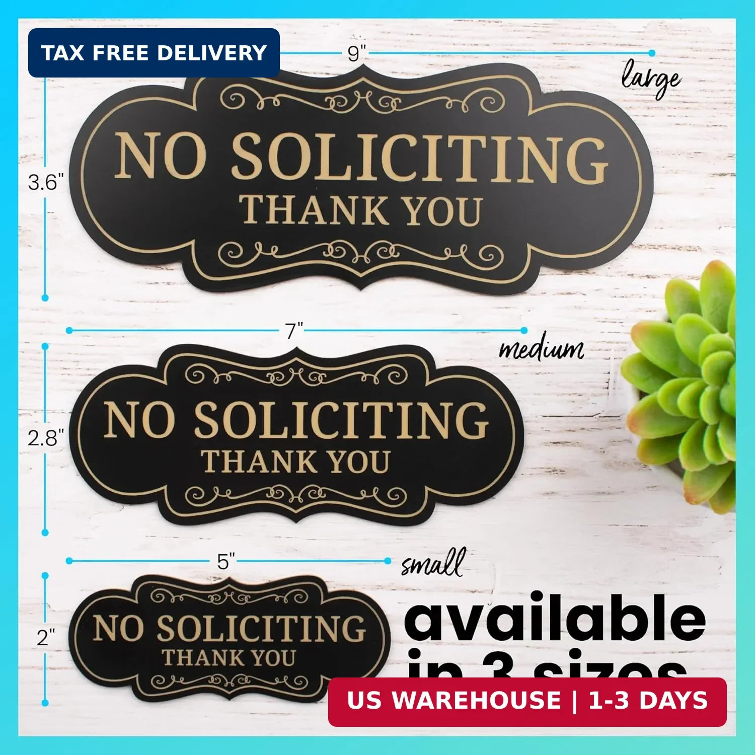 ExcelMark Premium No Soliciting Sign for House – Made in the USA (Small – 2″x 5″