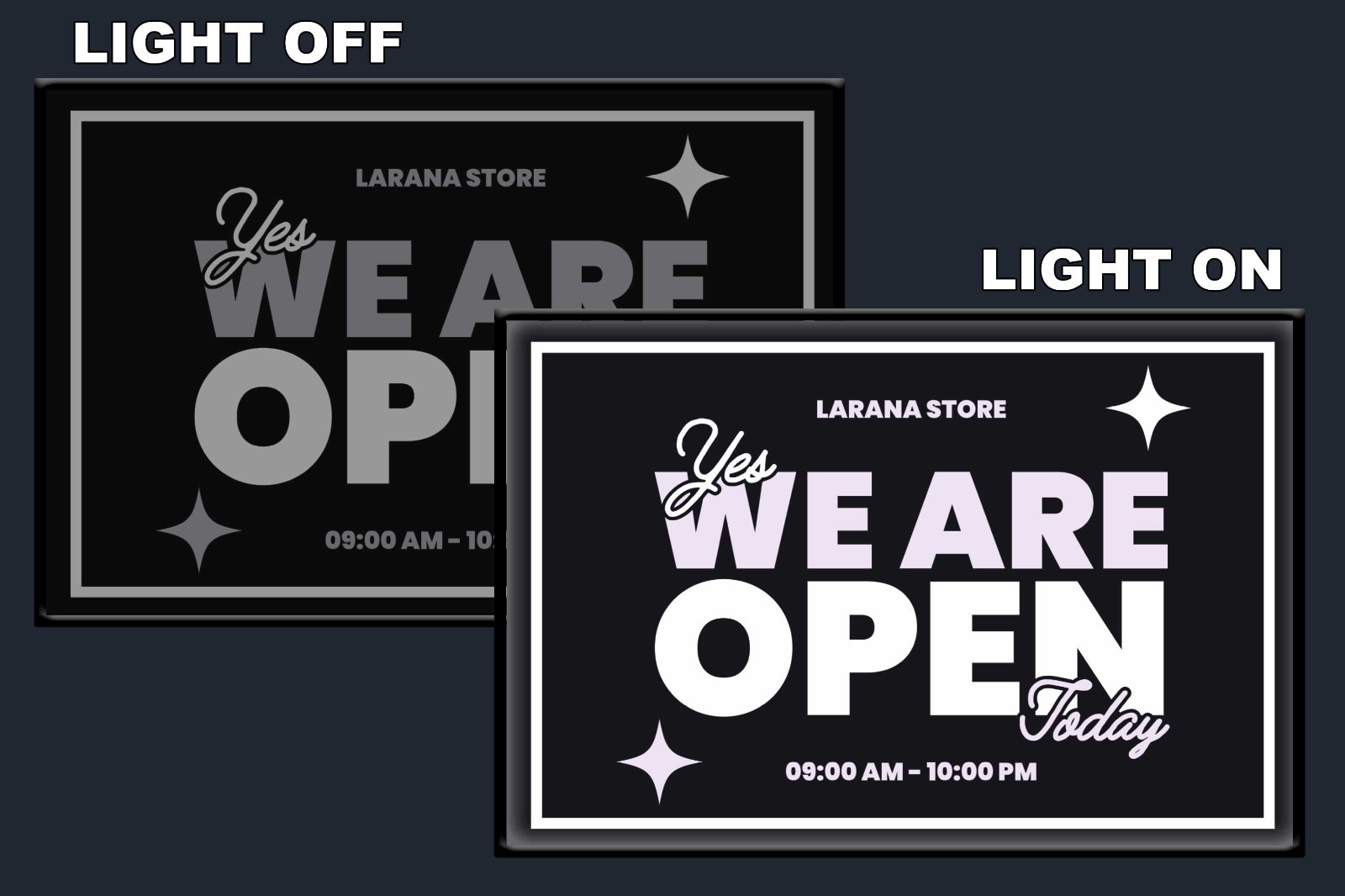 Custom LED Open Sign with Business Hours Personalized Light Box