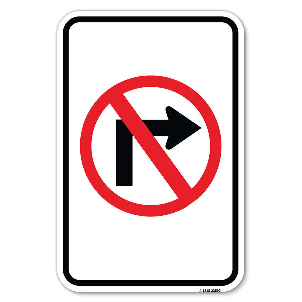 No Right Turn (Graphic Only) Heavy Gauge Aluminum Parking Sign