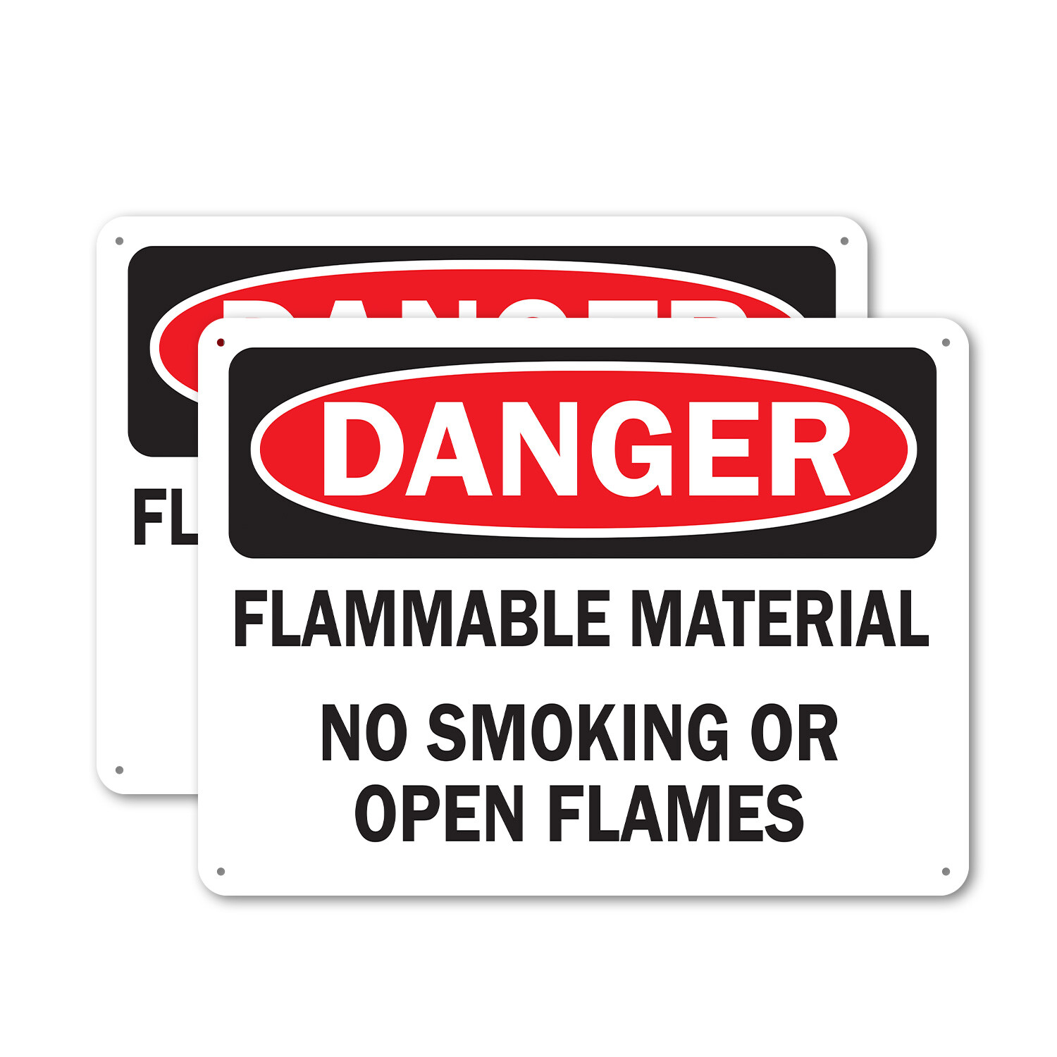 (2 Pack) Flammable Material No Smoking Or Open Flames OSHA Danger Sign Decal