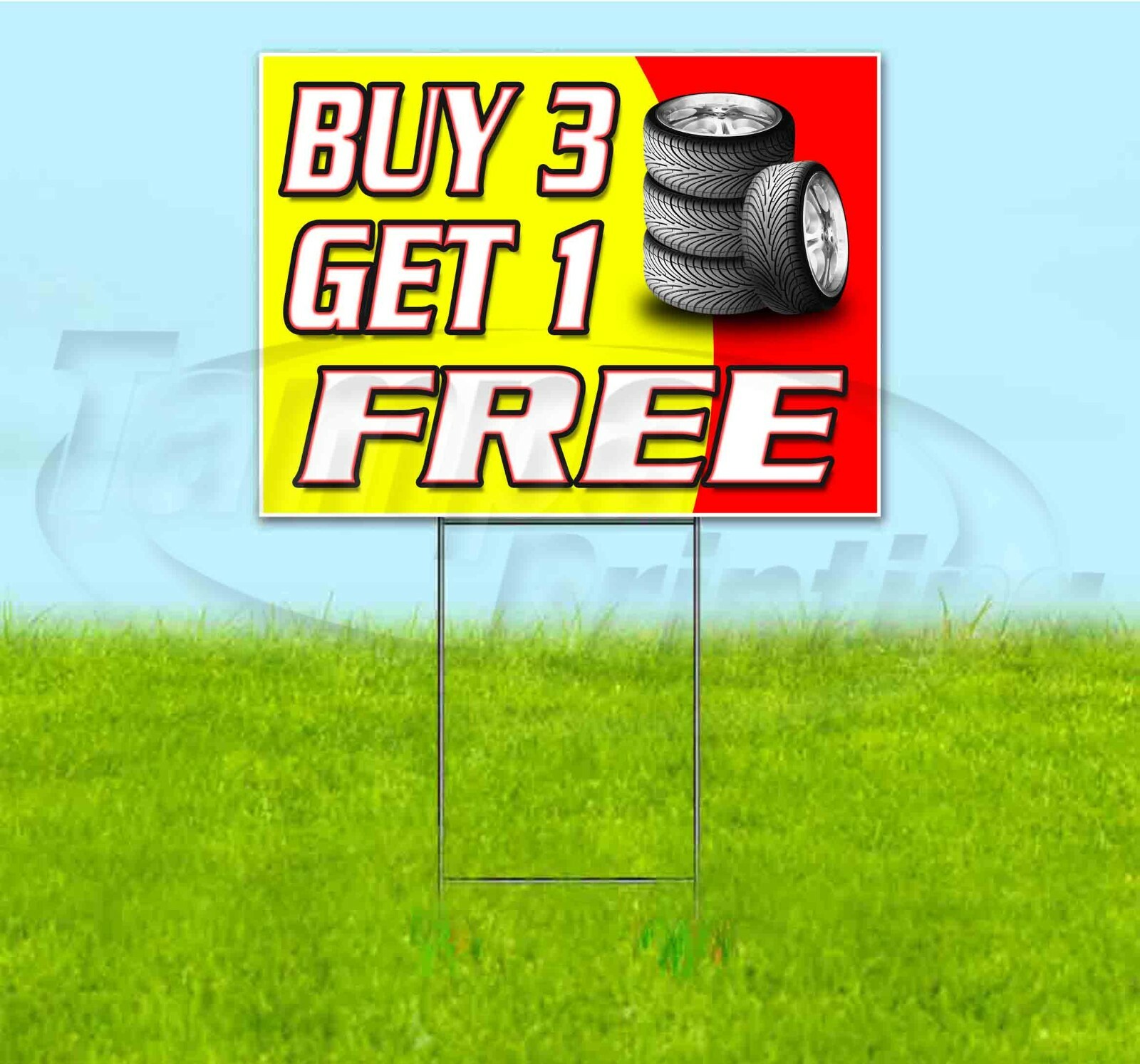 BUY 3 GET 1 FREE 18×24 Yard Sign WITH STAKE Corrugated Bandit USA BUSINESS TIRES