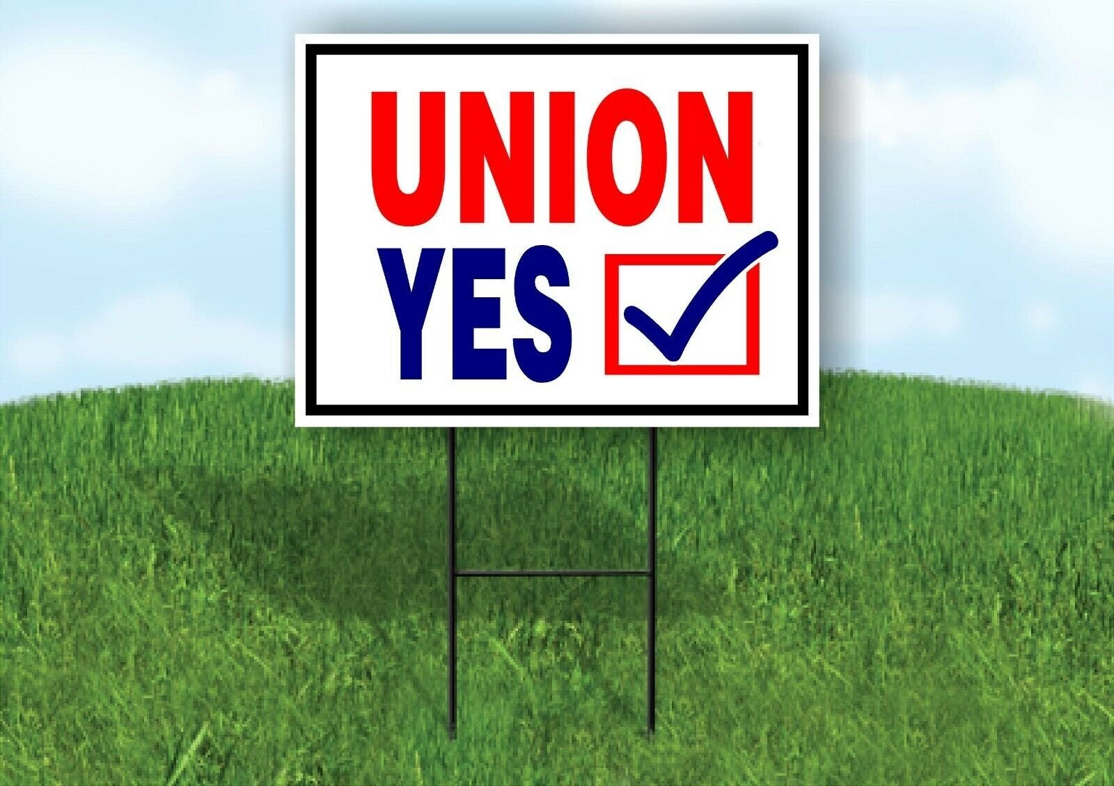 UNION YES BLUE CHECK BOX Yard Sign with Stand LAWN SIGN