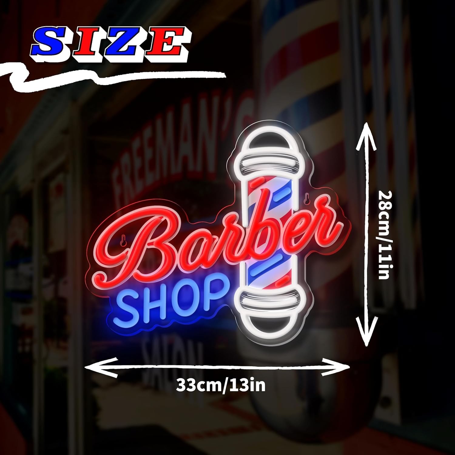 LED Barber Shop Neon Sign 13×11 Inches