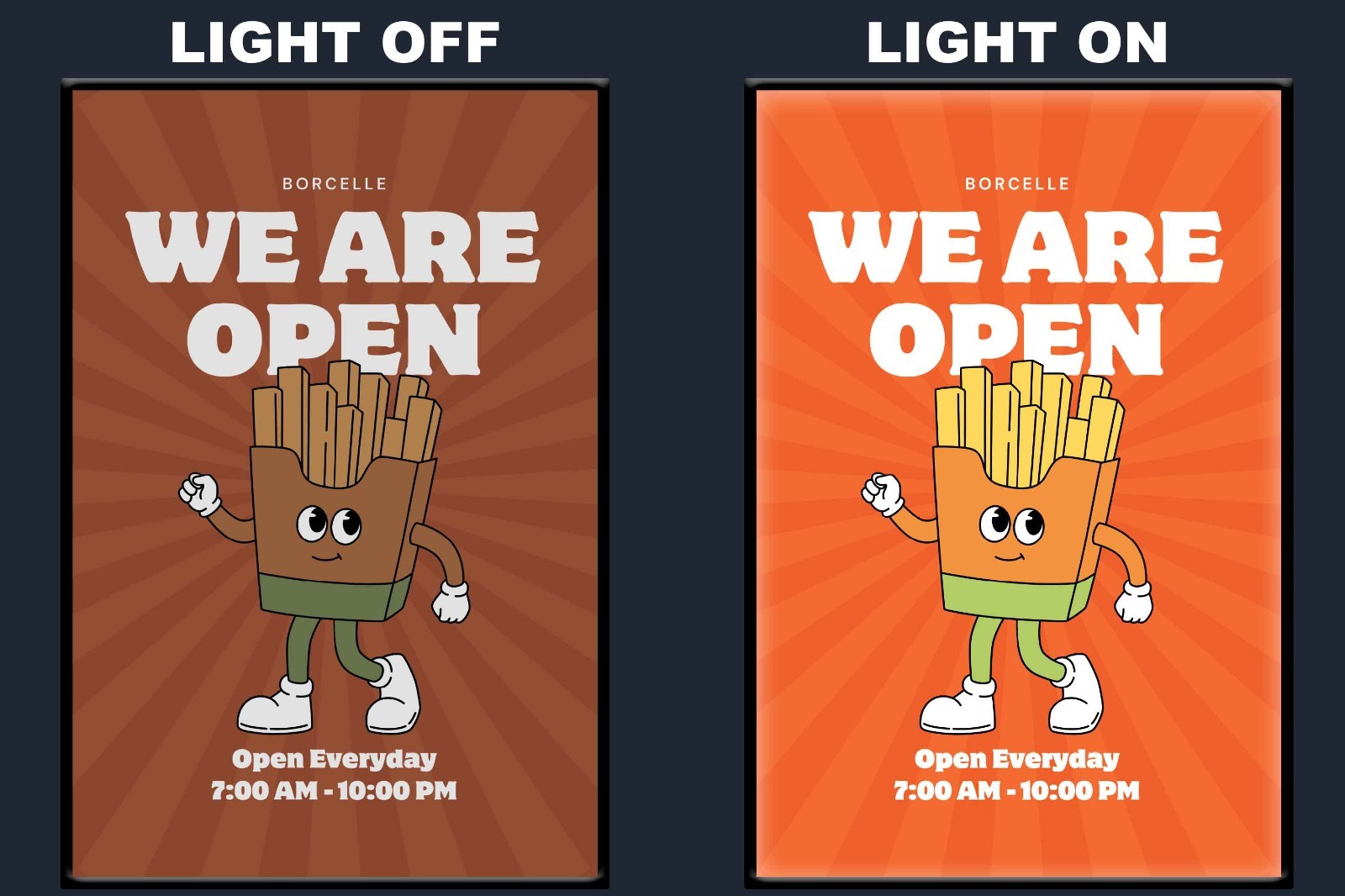 Custom LED Open Sign with Business Hours Personalized Light Box