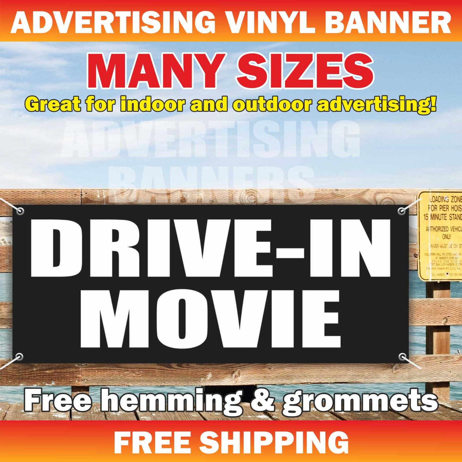 DRIVE-IN MOVI Advertising Banner Vinyl Mesh Sign AUTOCINE PELÍCULA