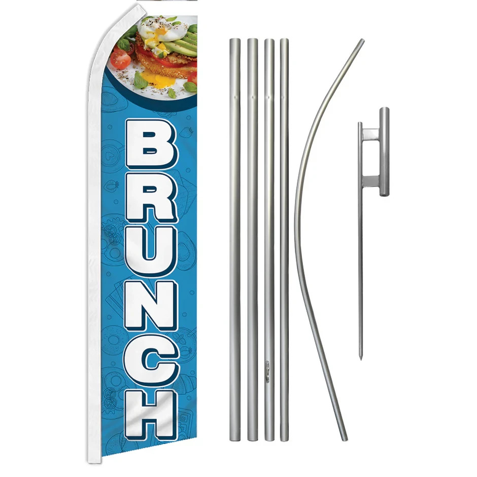 Brunch Swooper Flutter Feather Advertising Flag Pole Kit Brunch Food Flag