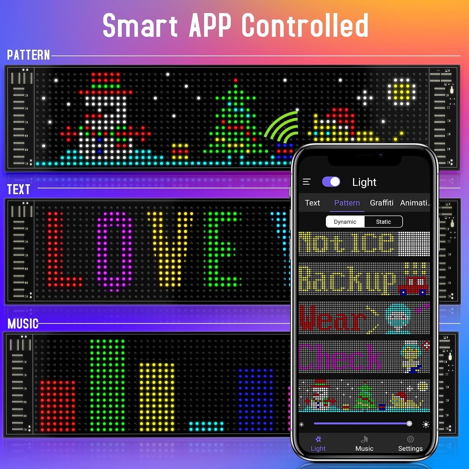 Programmable 15”x4” LED Display Sign – Vibrant Colors, App Control Included