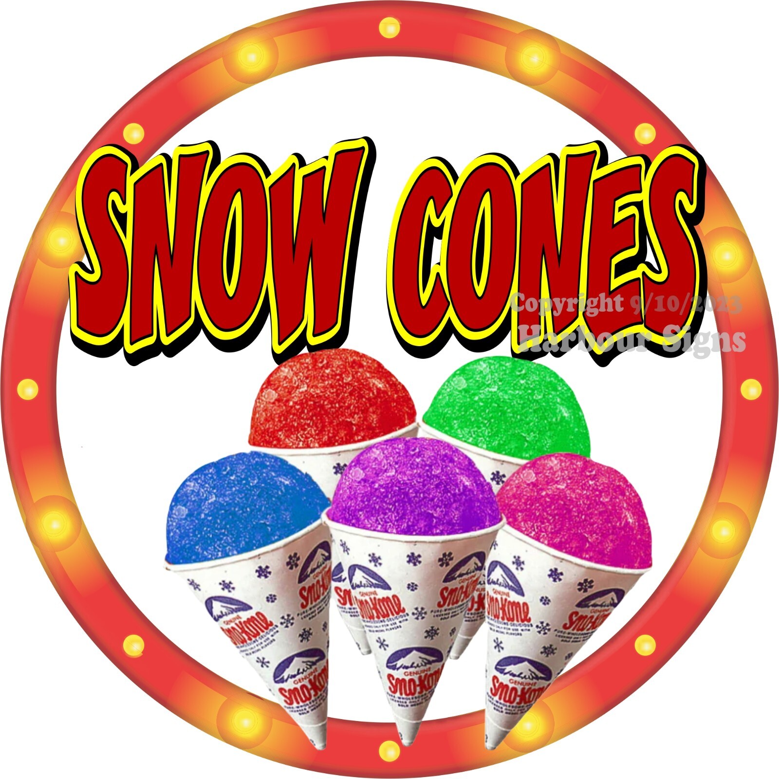 Snow Cones DECAL (Choose Your Size) Snack Concession Food Truck Sticker c2