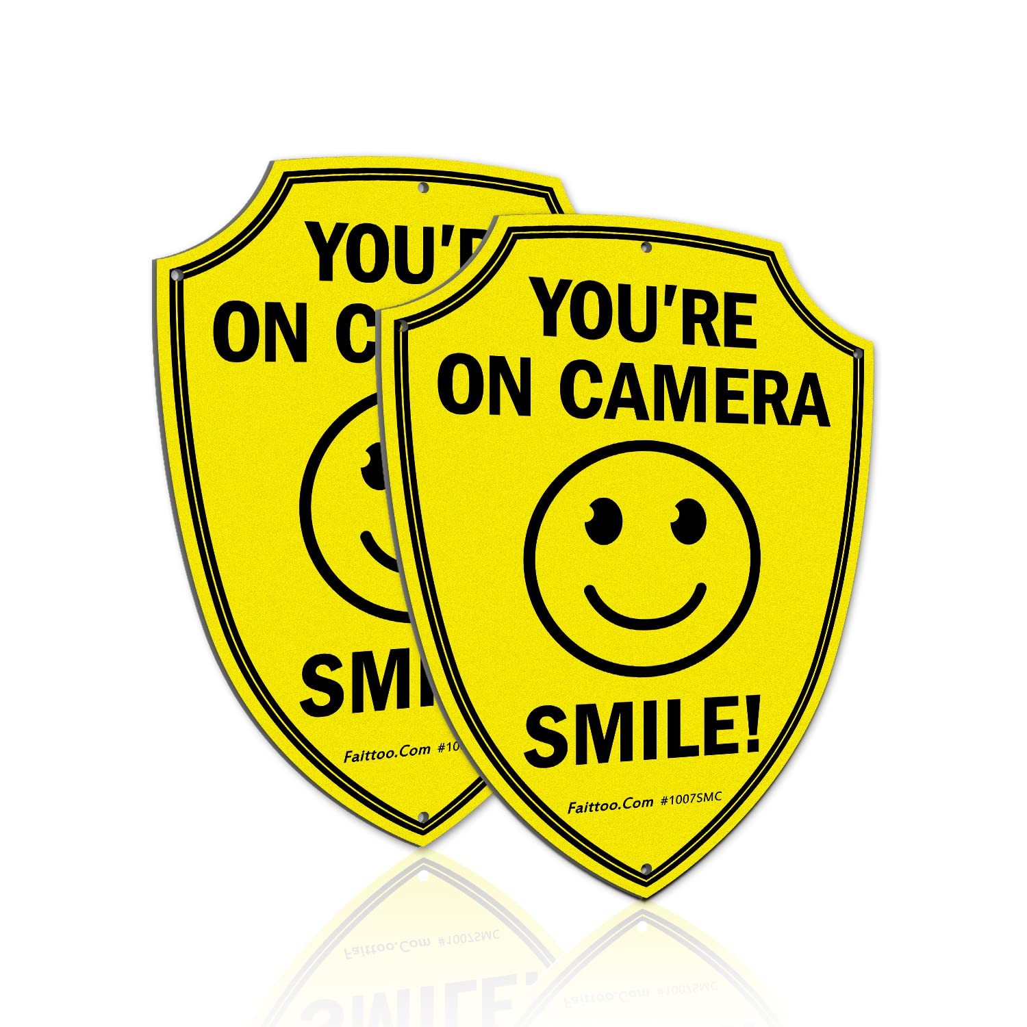 Faittoo Smile You’re On Camera Sign, Video Surveillance Signs Outdoor, 2-Pack,