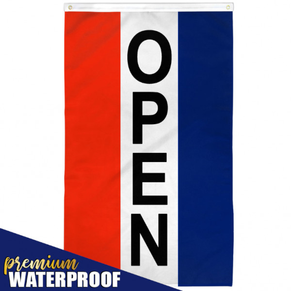Vertical Open Flag 3x5ft We’re Open Now Open Sign Open Banner RWB Vertical Flag
