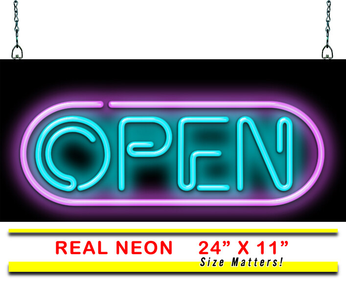 Techno Open Neon Sign Jantec 24″ x 11″ Barber Bar Vintage Club Party Cafe
