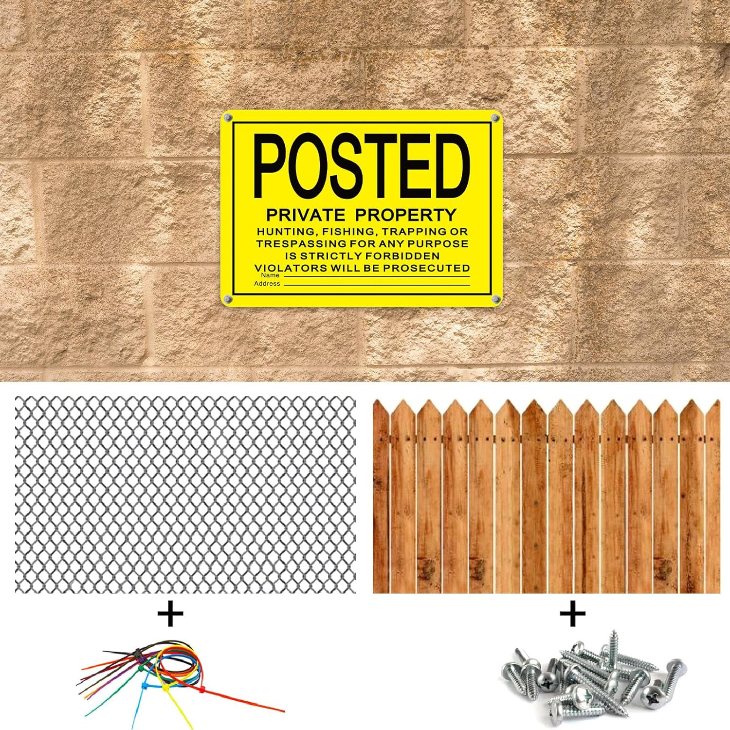 8 PCS No Trespassing Signs Private Property Reflective Aluminum Posted Signs Met