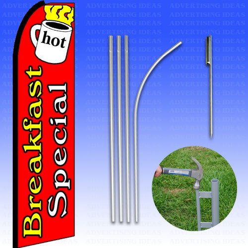 Feather Flag Swooper Advertising Flag Banner 15′ Tall Kit – BREAKFAST SPECIAL