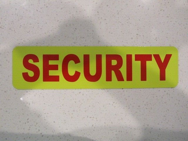SECURITY Yellow & Red Vehicle Magnetic Sign 3″x12″ for Car Truck Van SUV