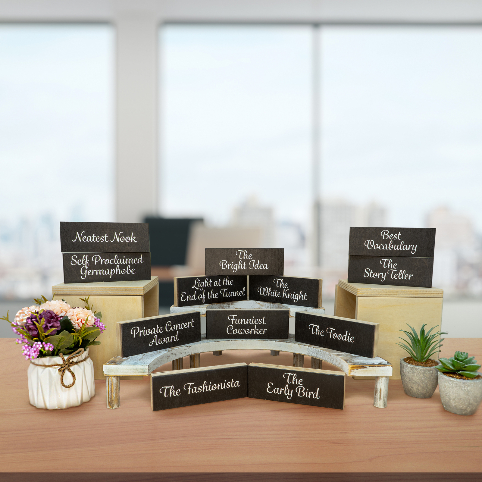 JennyGems Employee Funny Superlatives Gift Recognition Coworkers, Decor Blocks