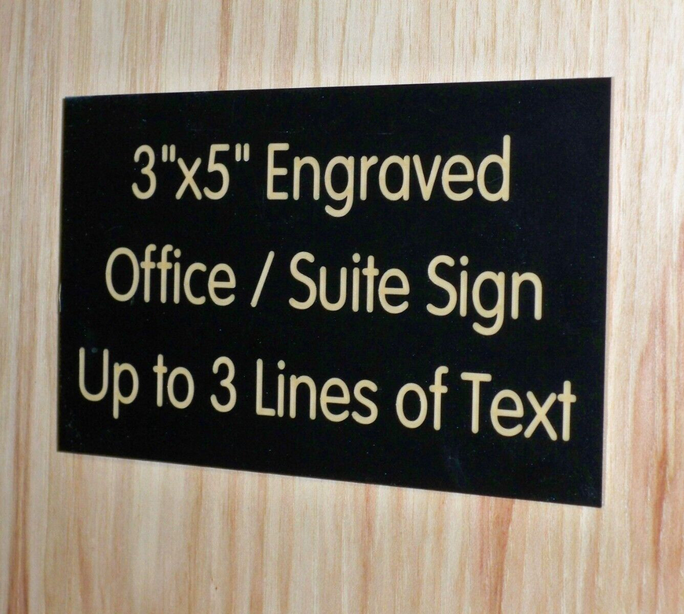 Custom Engraved 3×5 Black & Gold Plaque Sign | Add Your Wording | with Adhesive