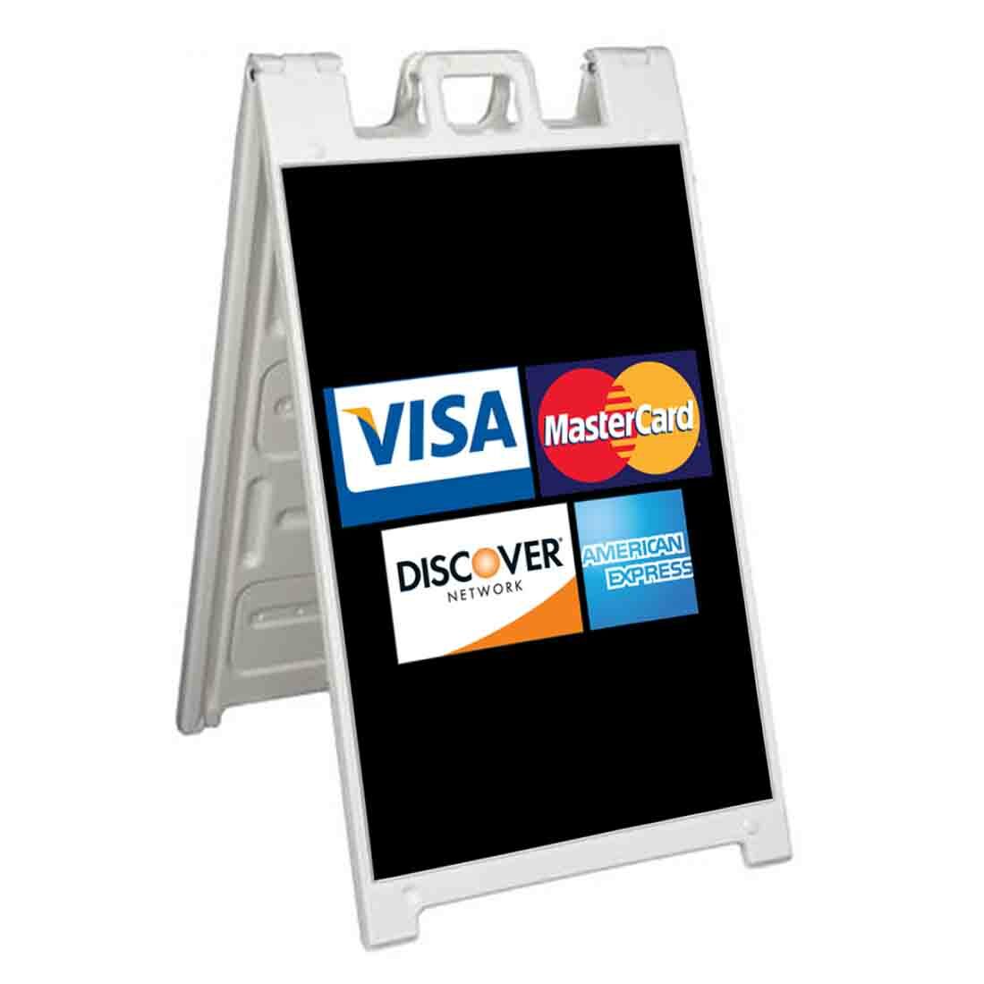 CREDIT CARD LOGOS Signicade 24×36 A Frame Sidewalk Sign Double Sided ACCEPTED
