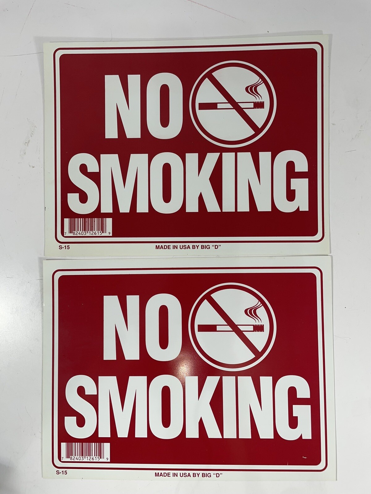 2 Pcs 9 x 12 Inch Red & White Flexible Plastic ” No Smoking ” Sign S-15 USA Made