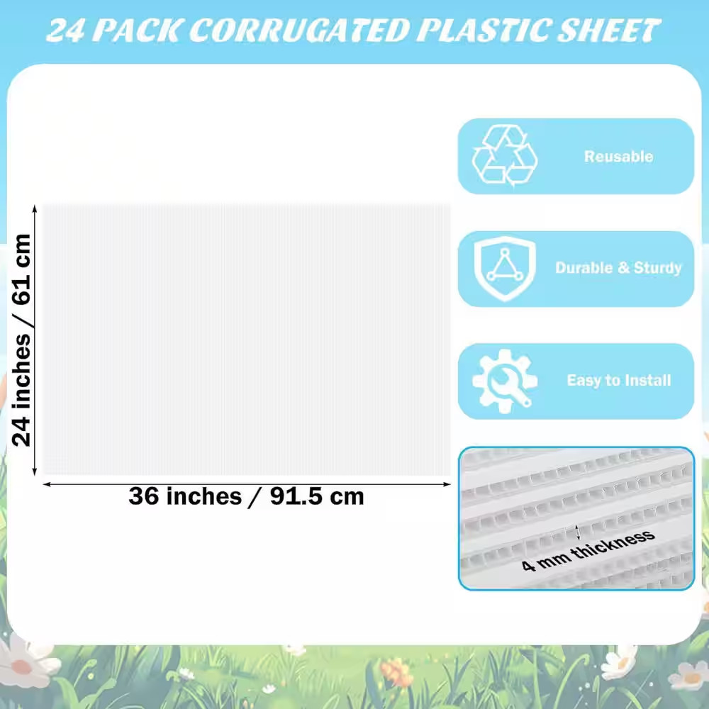 12 Pack 24 X 36 In. White Corrugated Plastic Blank Yard Signs Double Sided