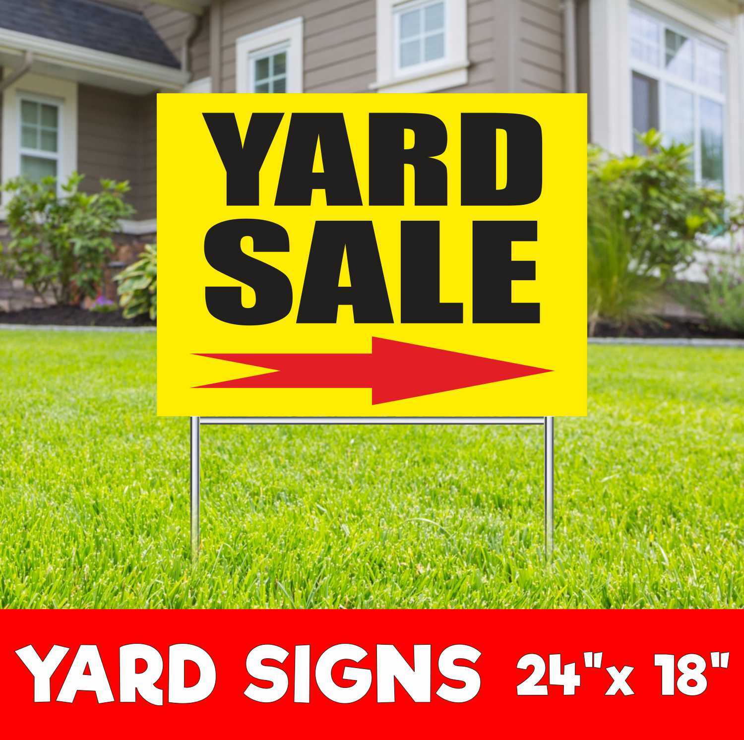 YARD SALE Yard Sign Corrugate Plastic with H-Stakes garage flea market Lawn Sign