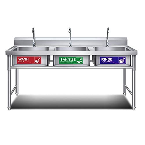 12 PACK Wash Rinse Sanitize Stickers – Great for Restaurants Commercial Kitchens