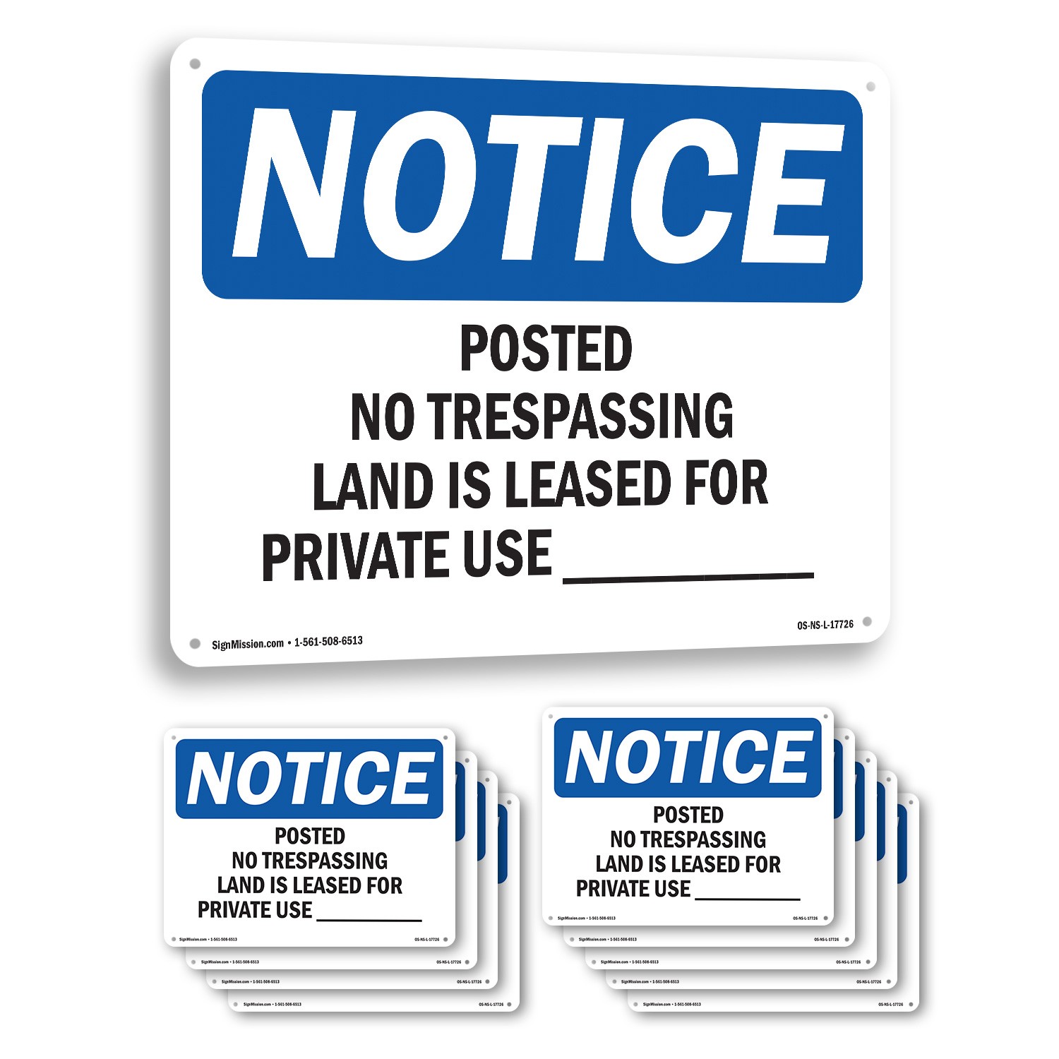 Posted No Trespassing Land Is Leased For OSHA Notice Sign, Decal 5 or 10 Pack