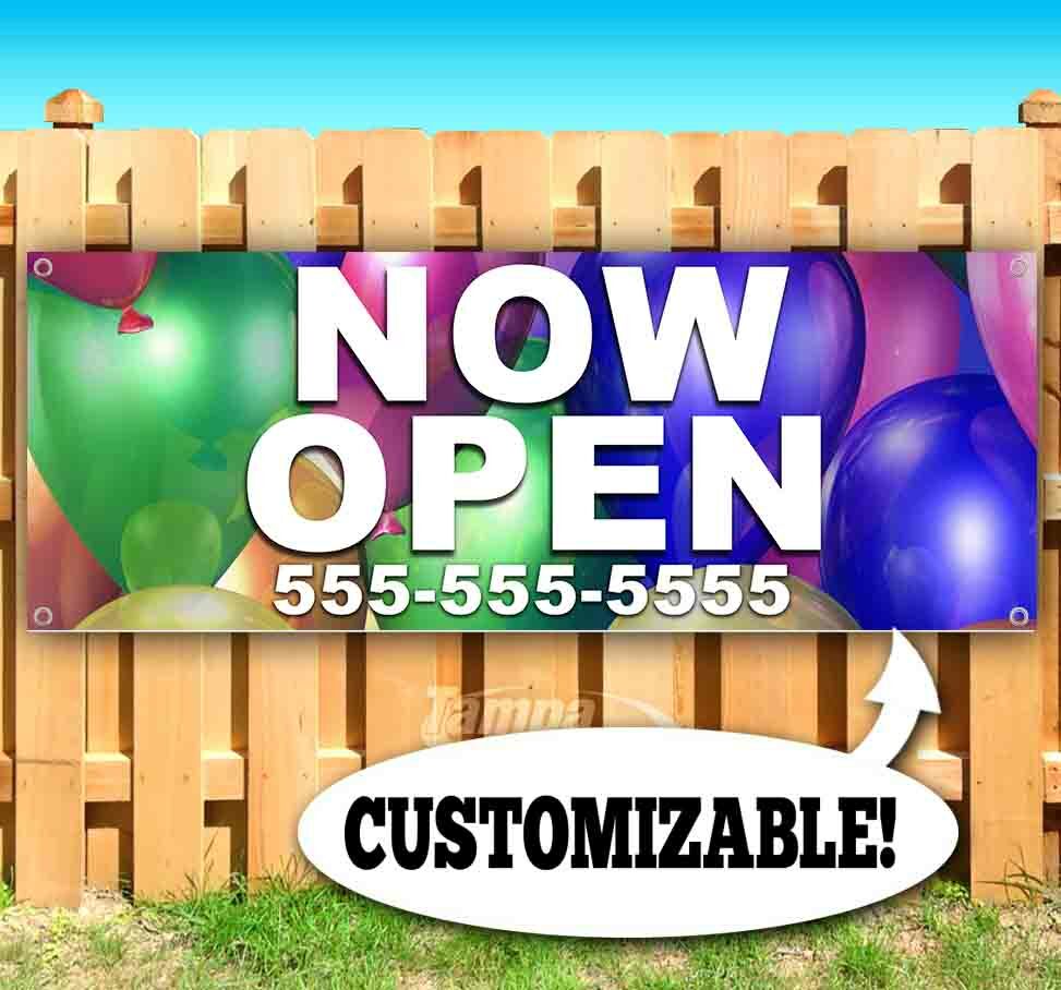 NOW OPEN CUSTOM PHONE # Advertising Vinyl Banner Flag Sign Many Sizes Available