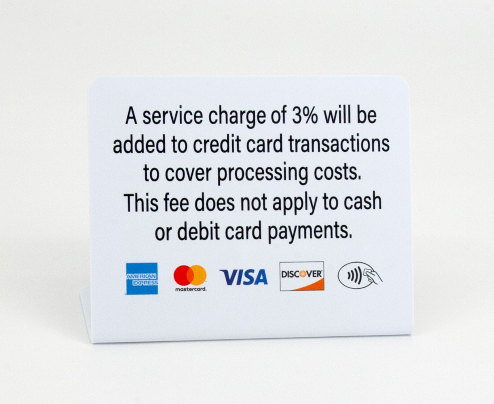 3pk Service Charge Payment Signs w/ 3% Fee, L Style, Plastic, Free Shipping
