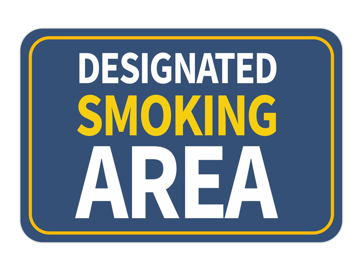 Classic Framed Plus Designated Smoking Area Door or Wall Sign | Warning Signage